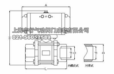 气动三片式球阀Q611F-16P DN25(图4)