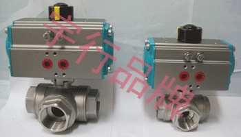 气动内螺纹三通球阀Q614F/Q615F