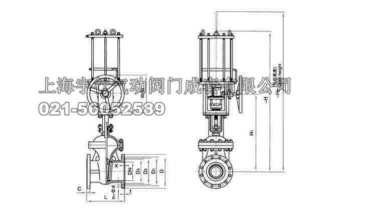 气动法兰连接闸阀Z6S41(0)H/Y(图4)