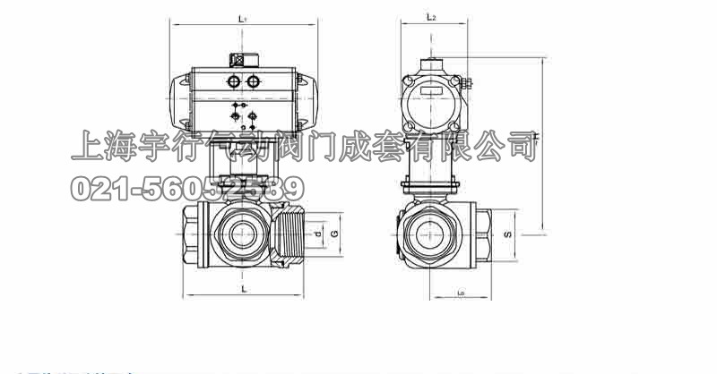 气动内螺纹三通球阀Q614F(图8)