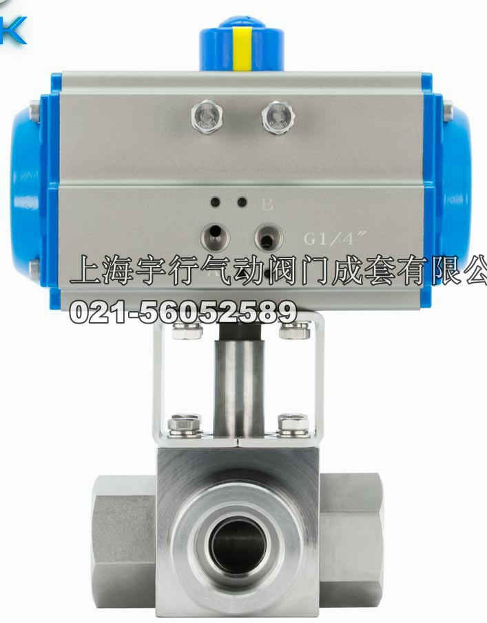 MDZK-AT-Q614/5 F/N-320P气动耐高压丝口扣水务不锈钢三通球阀