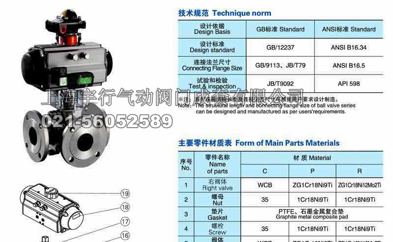 气动三通法兰式球阀Q644F/Q645F(图5)