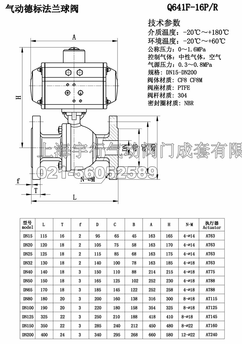 气动德标法兰球阀Q641F(图1)