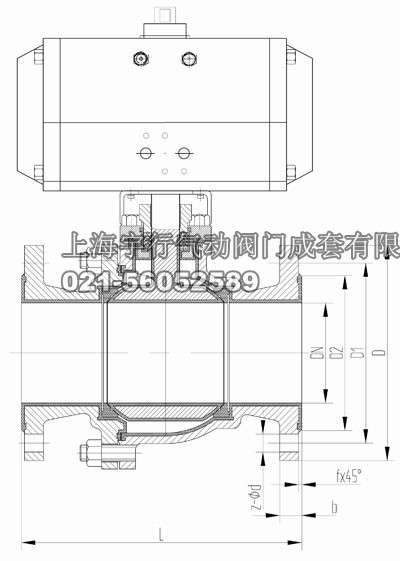 Q641F46气动衬氟法兰球阀(图1)